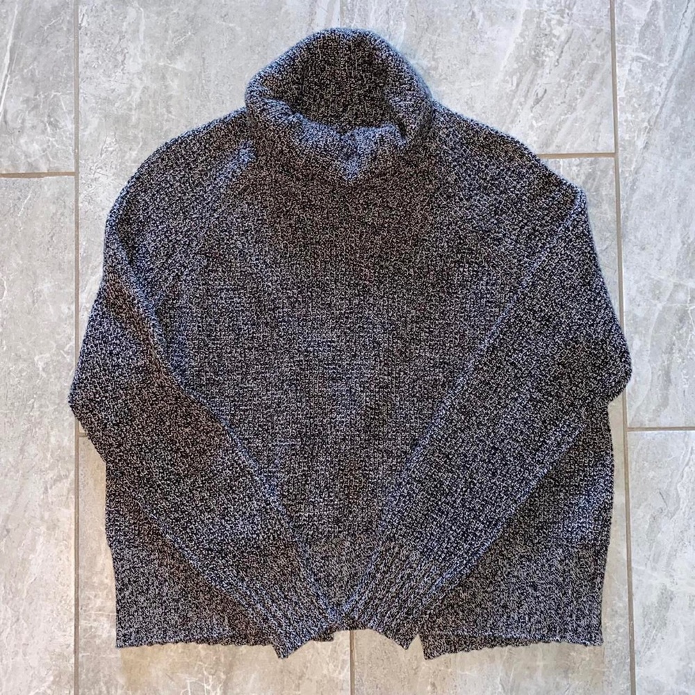 madewell Turtleneck Cross-Back Sweater marbled zebra